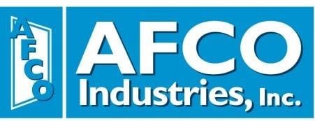 AFCO Industries, Inc. logo. Blue rectangle with white type.