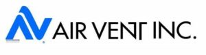 Air Vent Inc. logo. Black type next to a blue A and V.