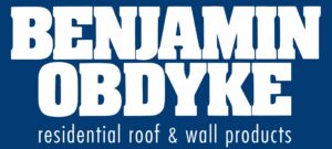 Benjamin Obdyke logo, white type on a blue background