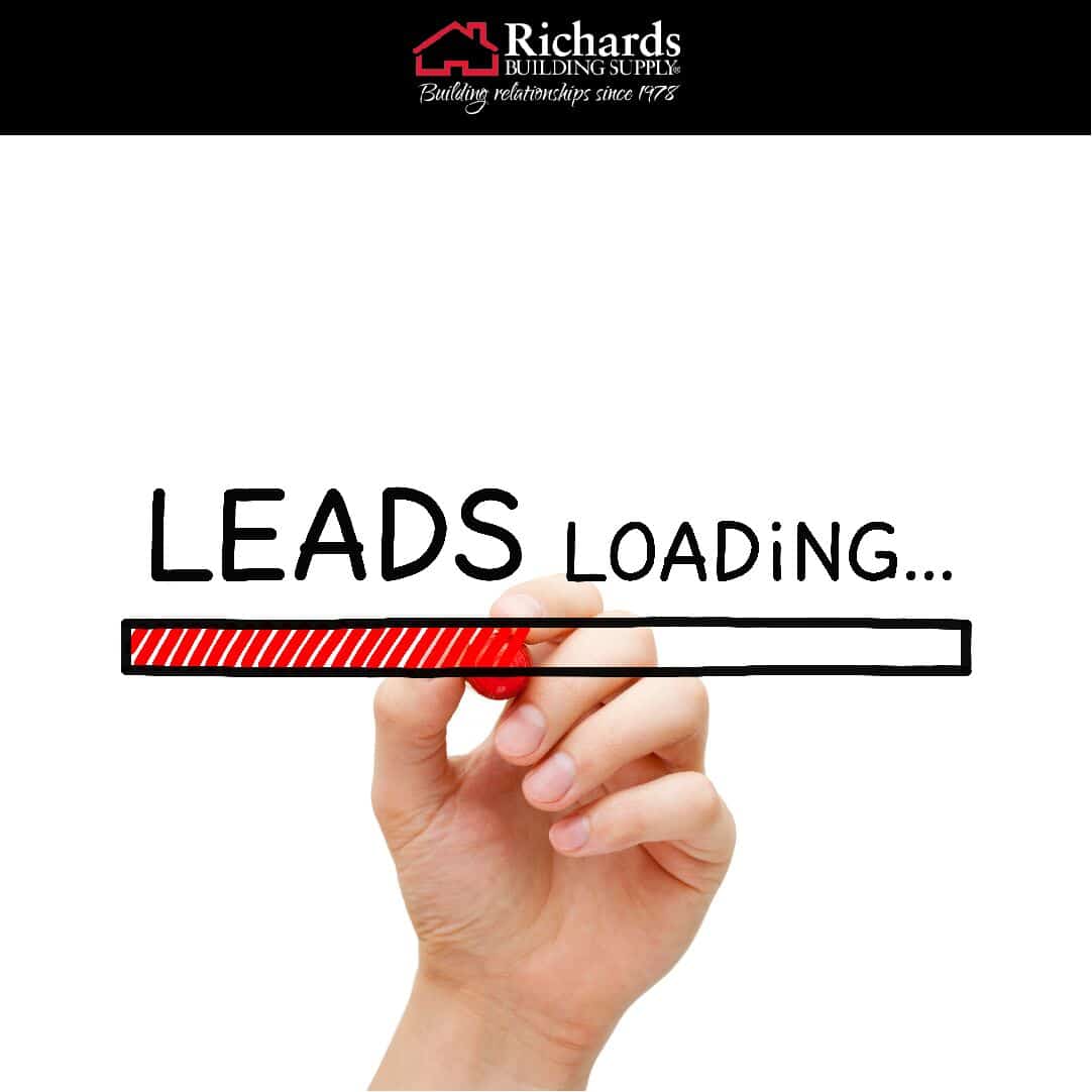 Hand holding a red marker that is filling in a horizontal bar about halfway. Title is Leads Loading.