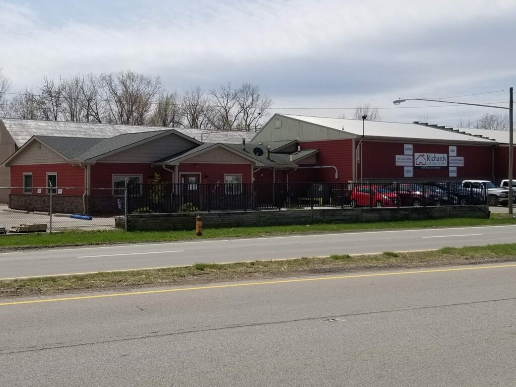 Richards Building Supply in Columbus, OH. Red and gray building.