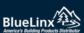 BlueLinx - America's Building Products Distributor logo white lettering blue background with a mountain and tree