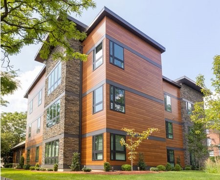 Large brown home with fiber cement siding