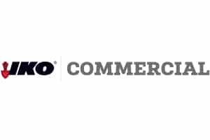 IKO Commercial logo. Red and black IKO with grey commercial