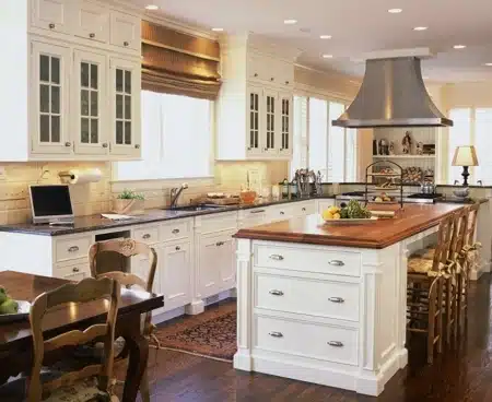 traditional style kitchen and white cabinets