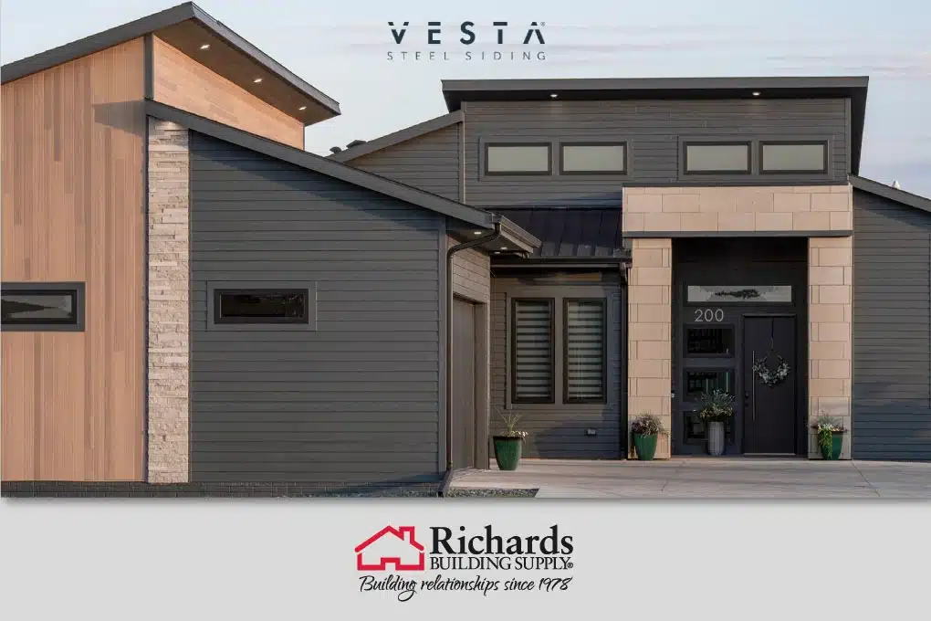 Brown house using Vesta steel siding