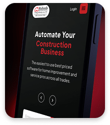 Cell phone dispalying an app for a construction business