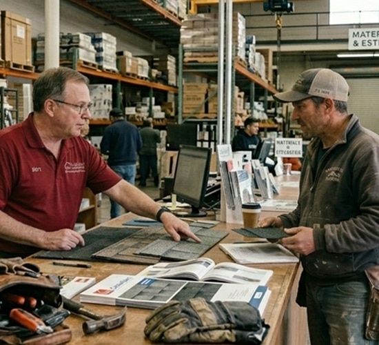Person giving information to customer for products and services