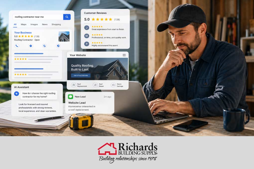 AI for contractors and the changing customer search process contractor a computer with search result screens
