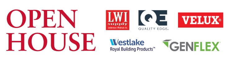 Open house Calumet City. LWI Supply, Quality Edge, Velux, Westlake, Genflex logos